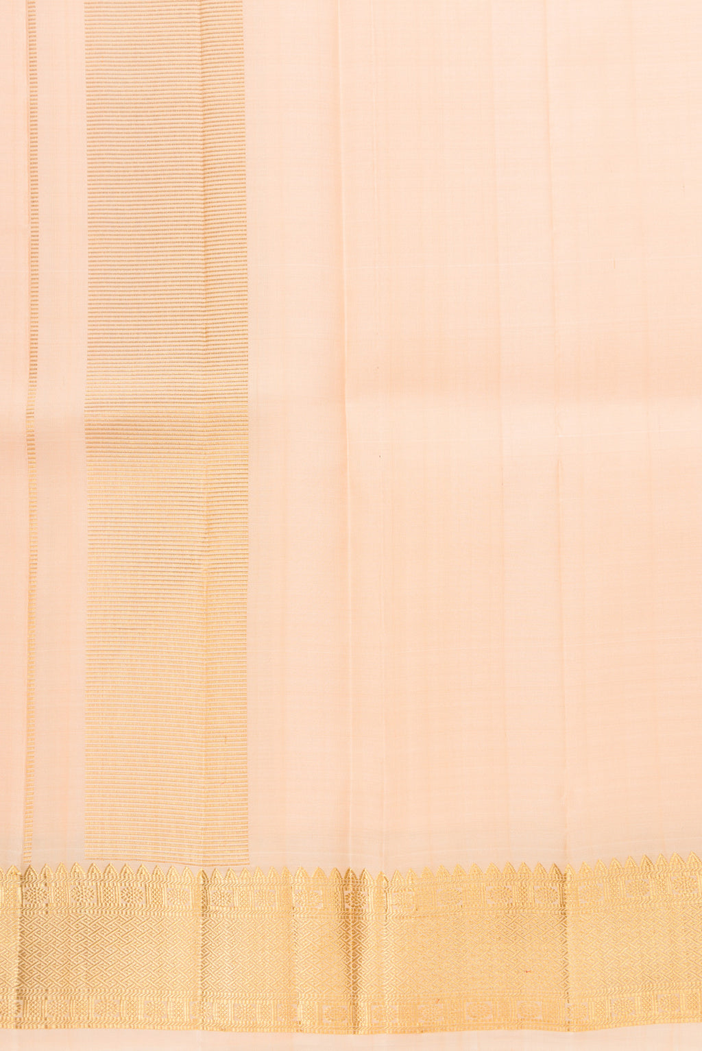 Golden Peach Silk Dhoti With Angavastram (9X 5) Muzham with Plain Body and Zari Border