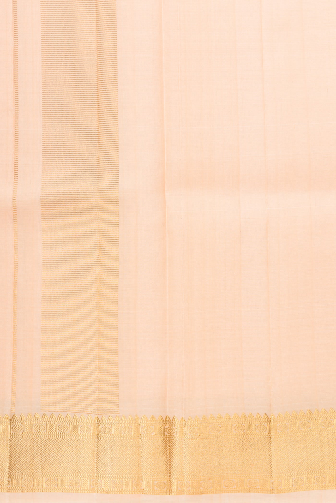 Golden Peach Silk Dhoti With Angavastram (9X 5) Muzham with Plain Body and Zari Border
