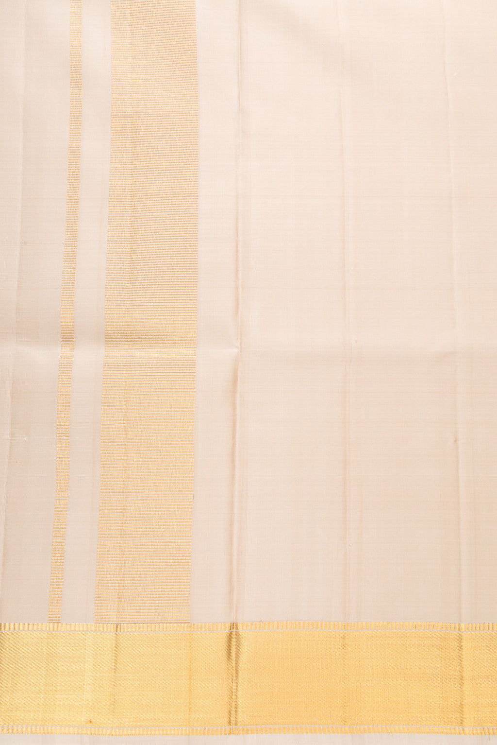 Beige Silk Dhoti With Angavastram (9X 5) Muzham with Plain Body and Zari Border