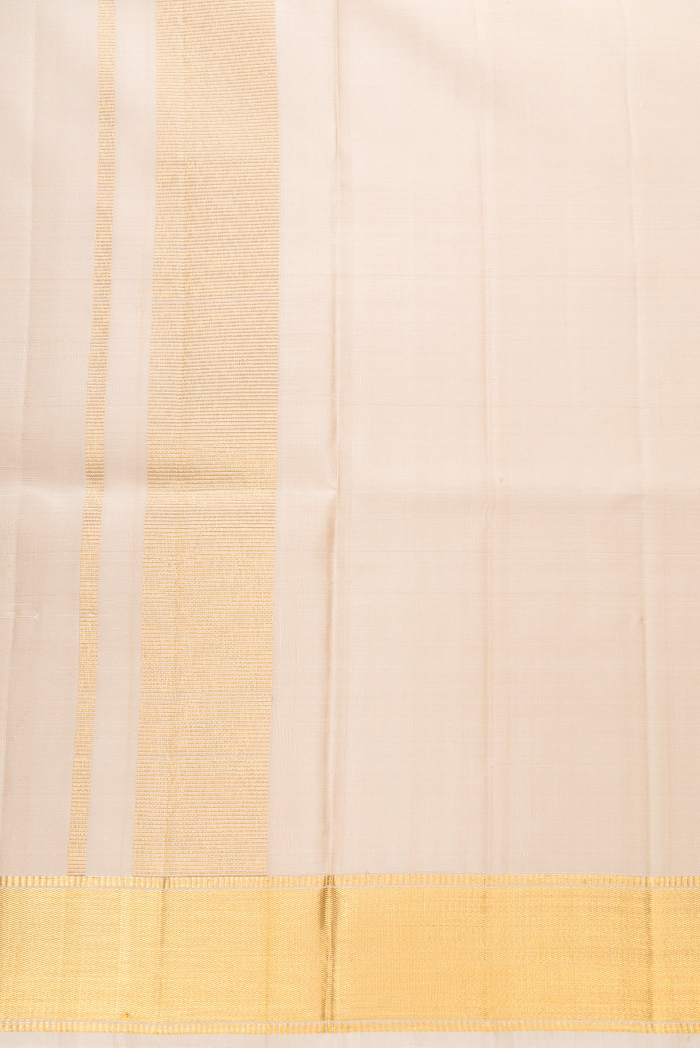 Beige Silk Dhoti With Angavastram (9X 5) Muzham with Plain Body and Zari Border