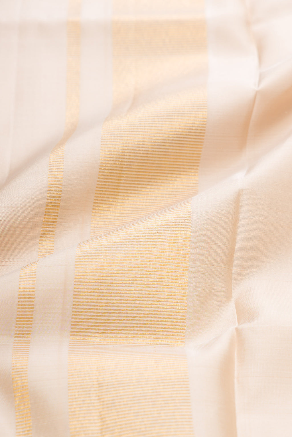 Beige Silk Dhoti With Angavastram (9X 5) Muzham with Plain Body and Zari Border