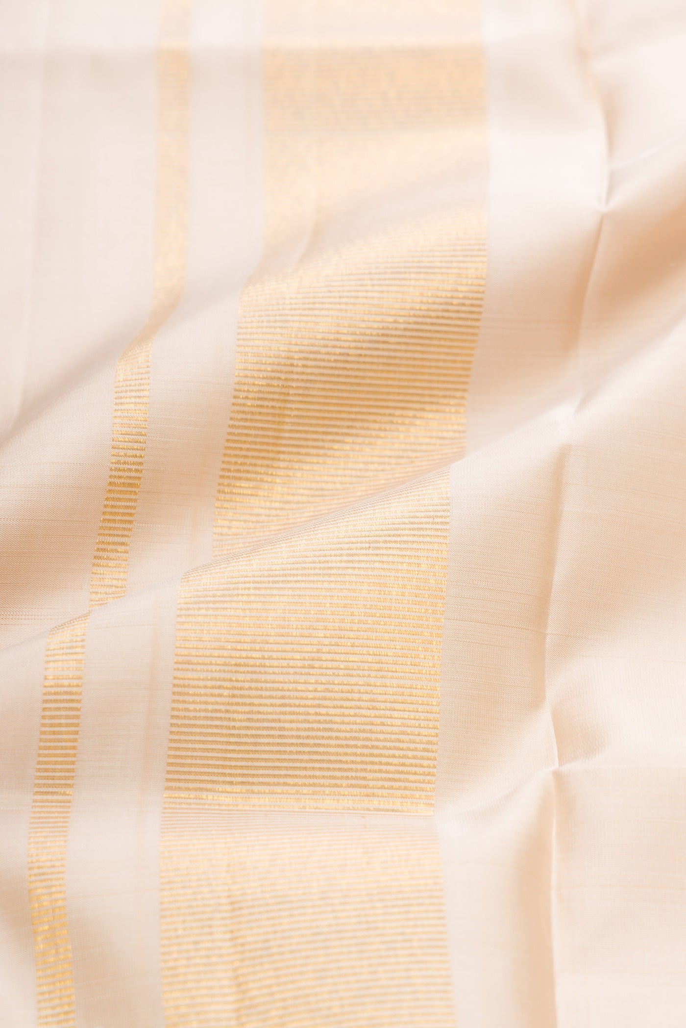 Beige Silk Dhoti With Angavastram (9X 5) Muzham with Plain Body and Zari Border