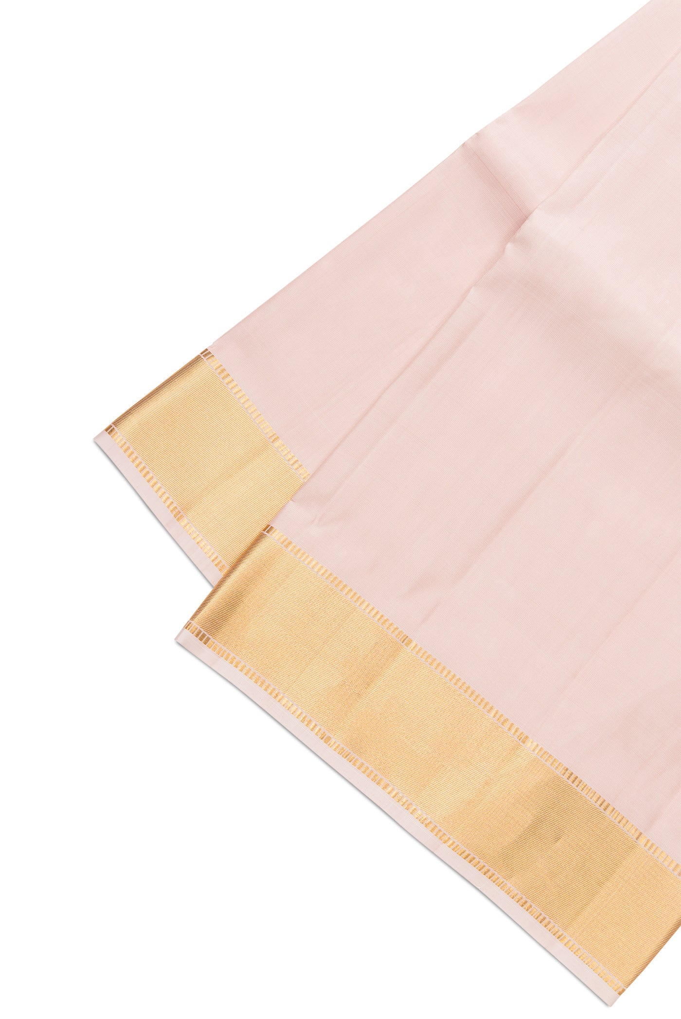 Rose Gold Silk Dhoti With Angavastram (9X 5) Muzham with Plain Body and Zari Border