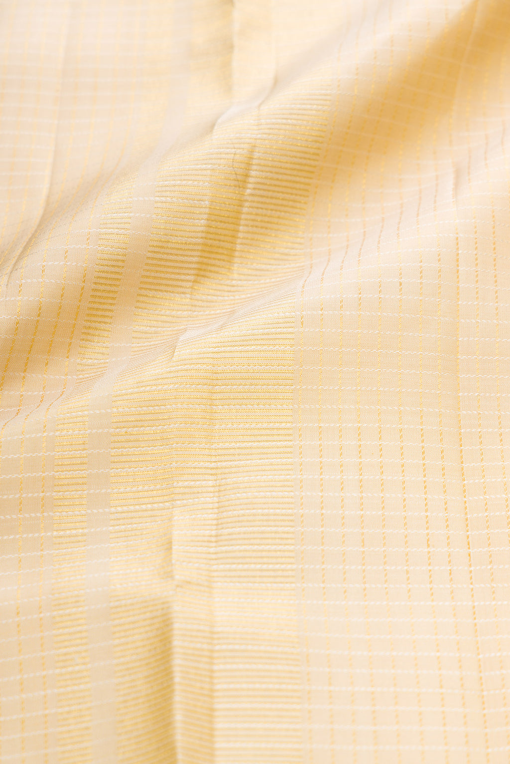 Beige Silk Dhoti With Angavastram (8X4) Muzham with Checked design on the body and Zari Border