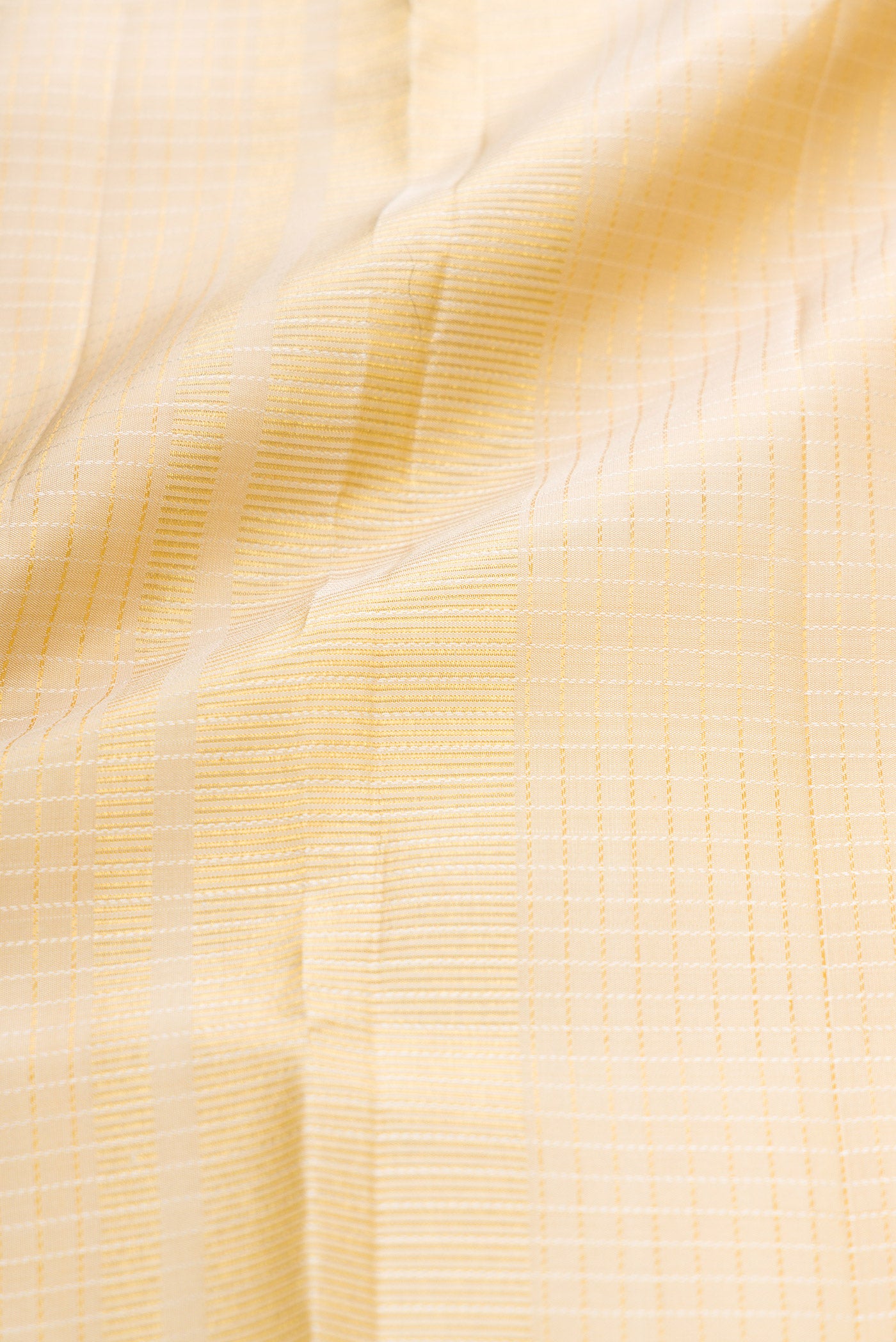 Beige Silk Dhoti With Angavastram (8X4) Muzham with Checked design on the body and Zari Border