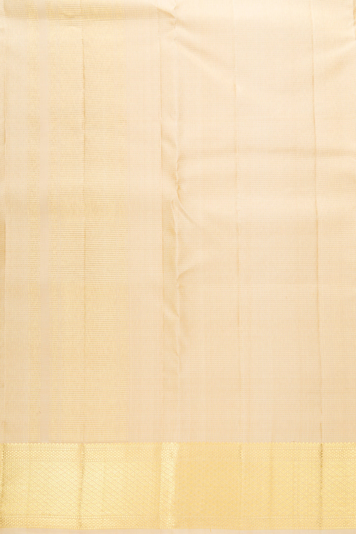 Beige Silk Dhoti With Angavastram (8X4) Muzham with Checked design on the body and Zari Border