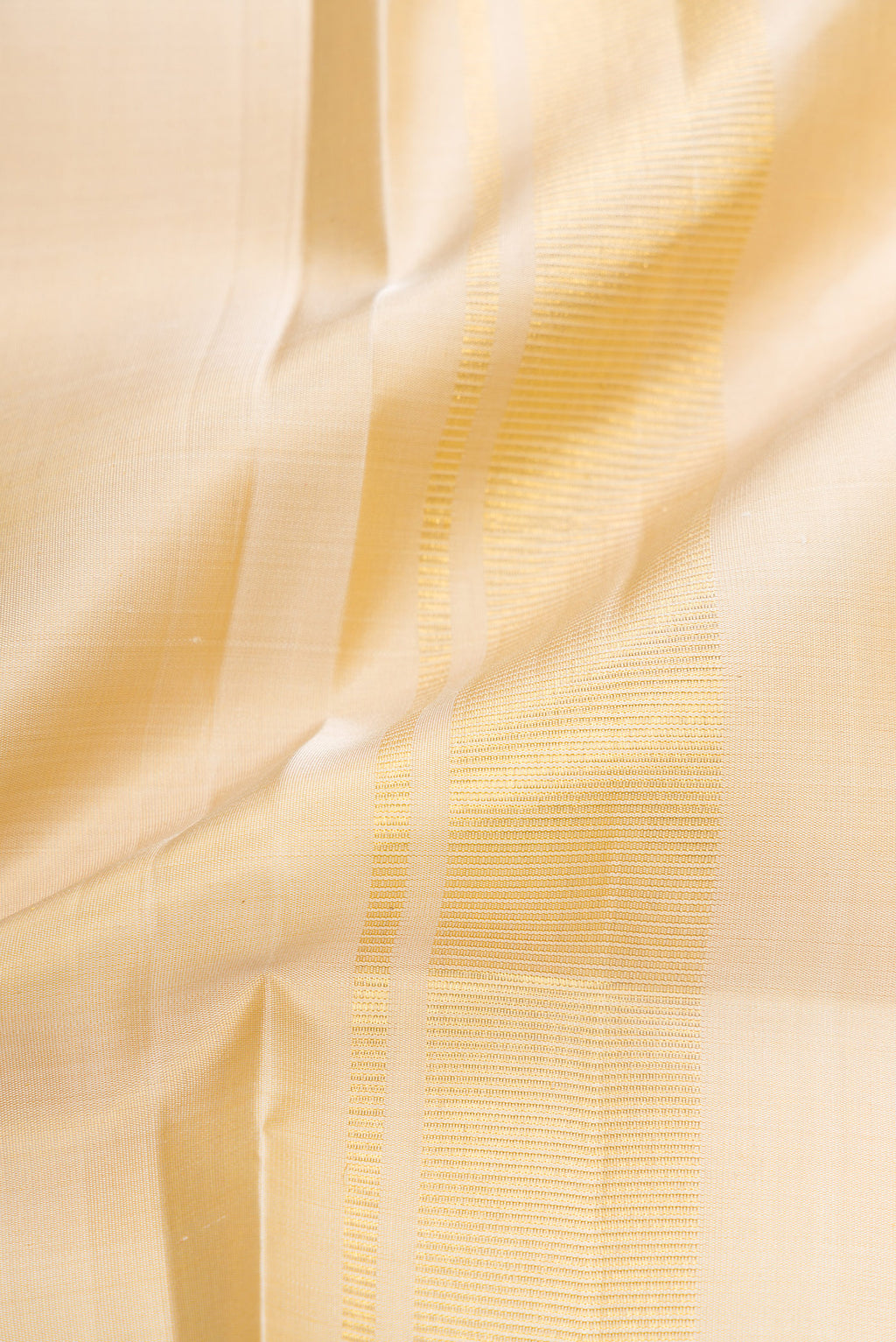 Beige Silk Dhoti With Angavastram (8X4) Muzham with Plain Body and Zari Border