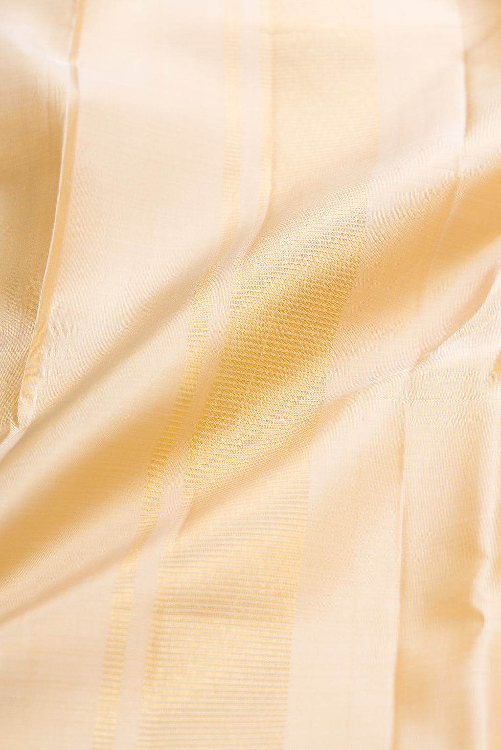 Beige Silk Dhoti With Angavastram (8X4) Muzham with Plain Body and Zari Border