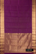 Purple Dual Tone Kanchipuram Silk Saree with Zari Butta on the body and Zari Border.  displayed on a mannequin