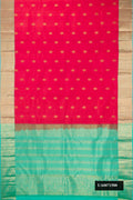Pink Dual Tone Kanchipuram Silk Saree with Zari Butta on the body and Zari Border.  displayed on a mannequin