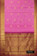 Pink Dual Tone Kanchipuram Silk Saree with Zari Butta on the body and Zari Border.  displayed on a mannequin
