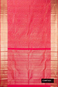 Pink Dual Tone Kanchipuram Silk Saree with Zari Brocade on the body and Zari Border.  displayed on a mannequin