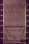 Violet Dual Tone Kanchipuram Silk Saree with Zari Brocade on the body and Fancy Border.  displayed on a mannequin