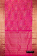 Pink Dual Tone Kanchipuram Silk Saree with Zari Brocade on the body and Zari Border.  displayed on a mannequin