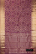 Violet Dual Tone Kanchipuram Silk Saree with Zari Brocade on the body and Zari Border.  displayed on a mannequin