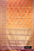 Orange Dual Tone Kanchipuram Tissue Silk Saree with Zari Brocade on the body and Fancy Border.  displayed on a mannequin