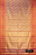 Gold Dual Tone Kanchipuram Tissue Silk Saree with Zari Brocade on the body and Fancy Border.  displayed on a mannequin