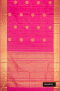 Pink Dual Tone Kanchipuram Silk Saree with Zari Butta on the body and Zari Border.  displayed on a mannequin