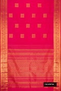 Pink Dual Tone Kanchipuram Silk Saree with Zari Butta on the body and Zari Border.  displayed on a mannequin