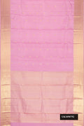 Pink Dual Tone Kanchipuram Silk Saree with Zari Butta on the body and Zari Border.  displayed on a mannequin