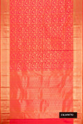 Pink Dual Tone Kanchipuram Silk Saree with Zari Brocade on the body and Zari Border.  displayed on a mannequin