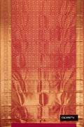 Dark Pink Dual Tone Kanchipuram Silk Saree with Zari Brocade on the body and Zari Border.  displayed on a mannequin