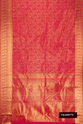 Dark Pink Dual Tone Kanchipuram Silk Saree with Zari Brocade on the body and Zari Border.  displayed on a mannequin