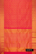 Dark Pink Dual Tone Kanchipuram Silk Saree with Zari Brocade on the body and Zari Border.  displayed on a mannequin