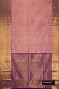 Lavender Dual Tone Kanchipuram Silk Saree with Zari Brocade on the body and Zari Border.  displayed on a mannequin