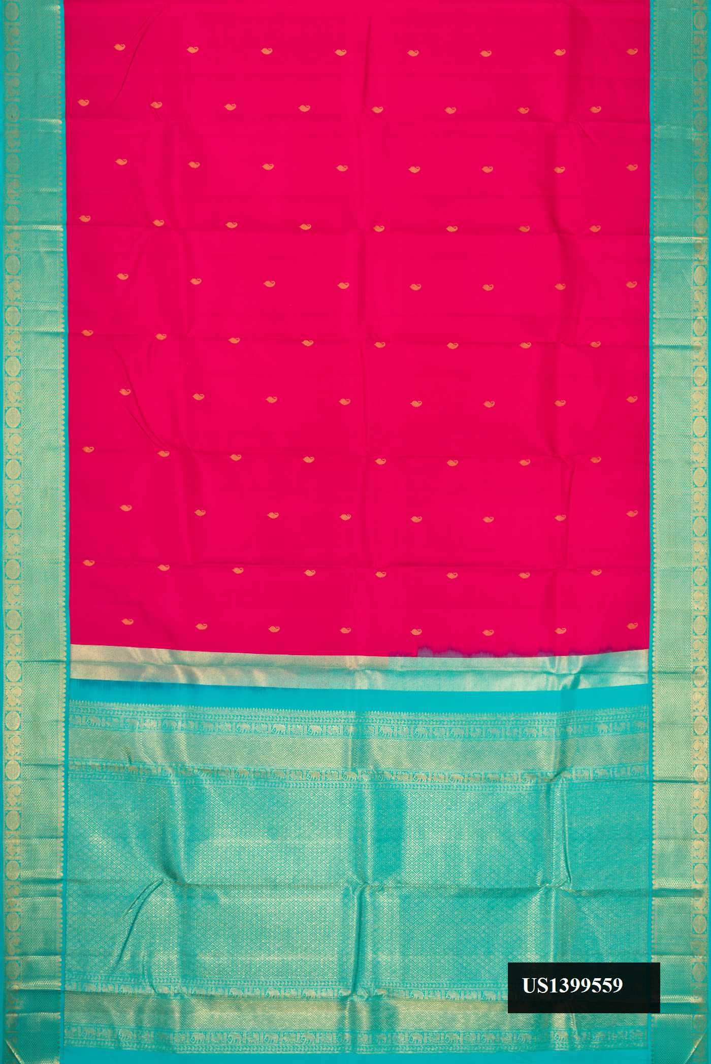 Pink Dual Tone Kanchipuram Silk Saree with Zari Butta on the body and Zari Border.  displayed on a mannequin
