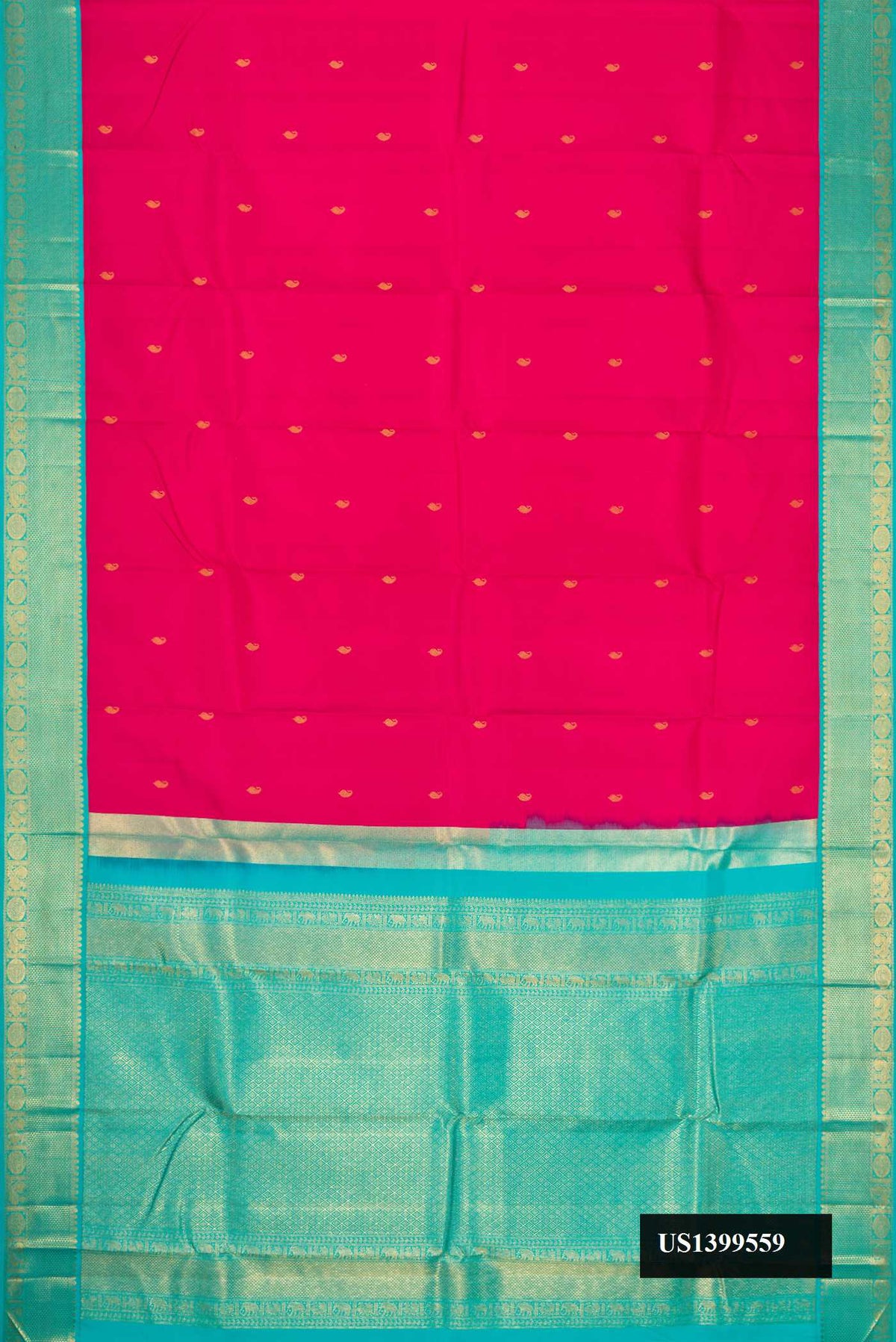 Pink Dual Tone Kanchipuram Silk Saree with Zari Butta on the body and Zari Border.  displayed on a mannequin