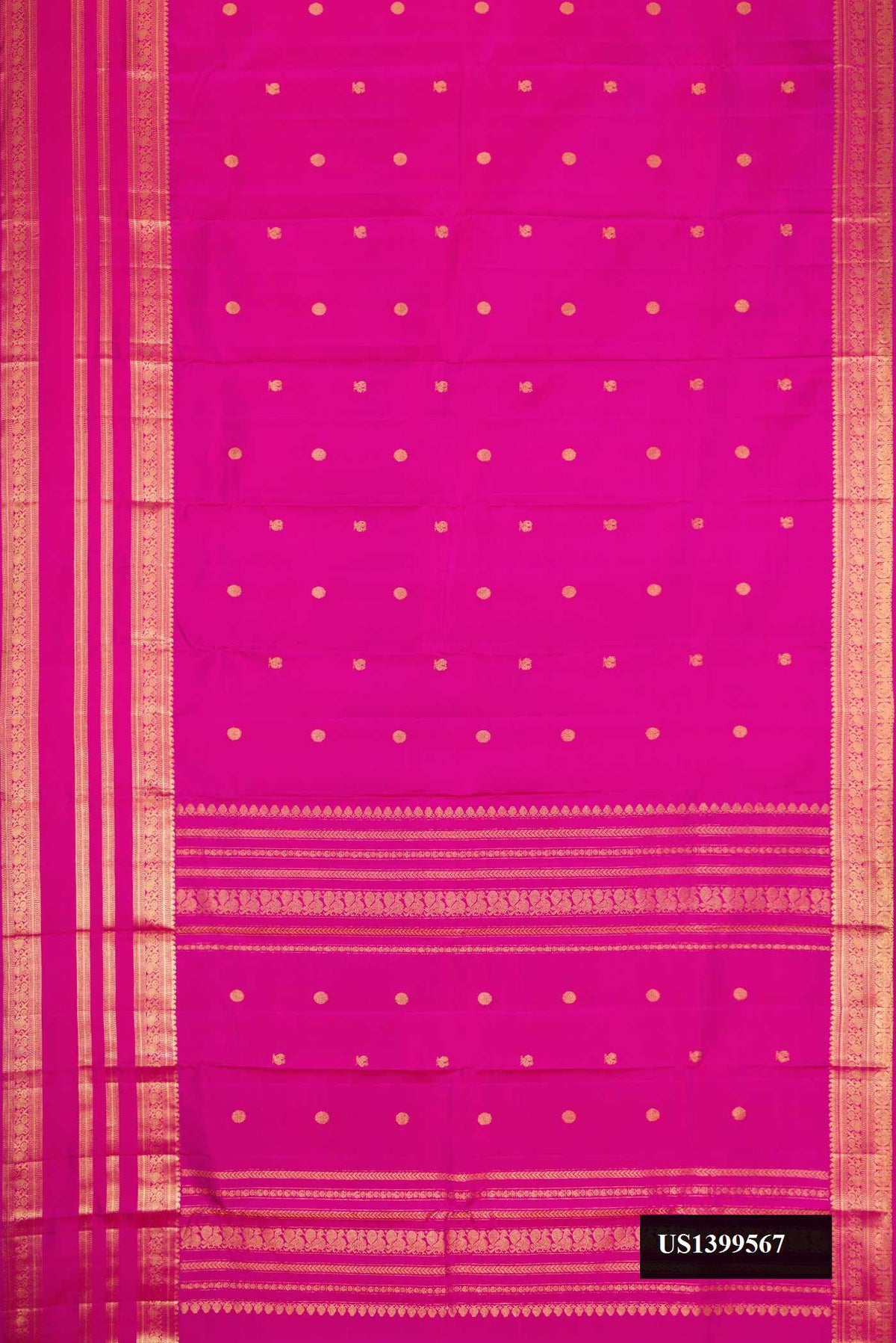 Pink Dual Tone Kanchipuram Silk Saree with Zari Butta on the body and Zari Border.  displayed on a mannequin