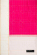 Pink Dual Tone Kanchipuram Silk Saree with Checked design on the body and Fancy Border.  displayed on a mannequin
