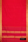 Red Dual Tone Kanchipuram Silk Saree with Zari Butta on the body and Zari Border.  displayed on a mannequin