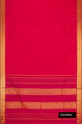 Red Dual Tone Kanchipuram Silk Saree with Zari Butta on the body and Zari Border.  displayed on a mannequin