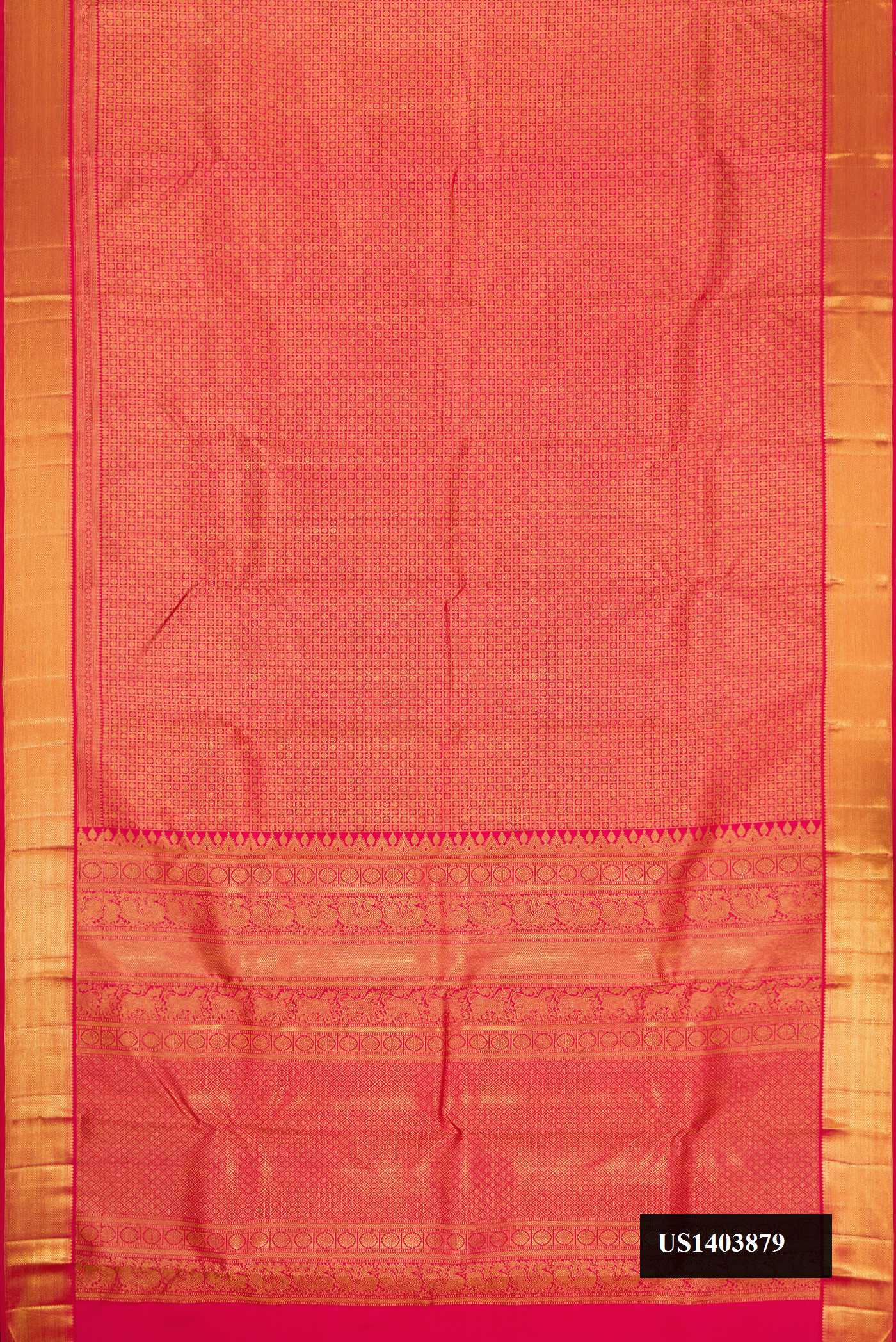 Pink Dual Tone Kanchipuram Silk Saree with Zari Brocade on the body and Zari Border.  displayed on a mannequin