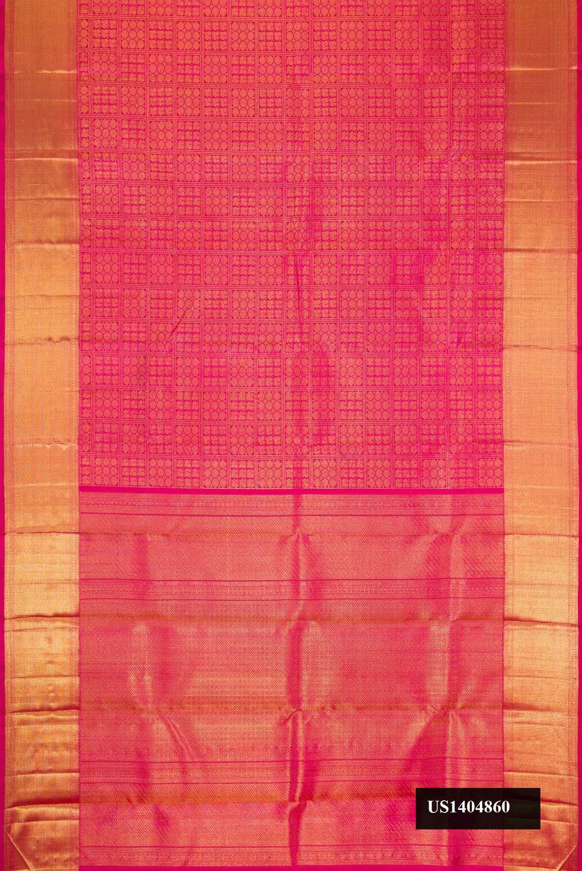 Pink Dual Tone Kanchipuram Silk Saree with Zari Brocade on the body and Zari Border.  displayed on a mannequin