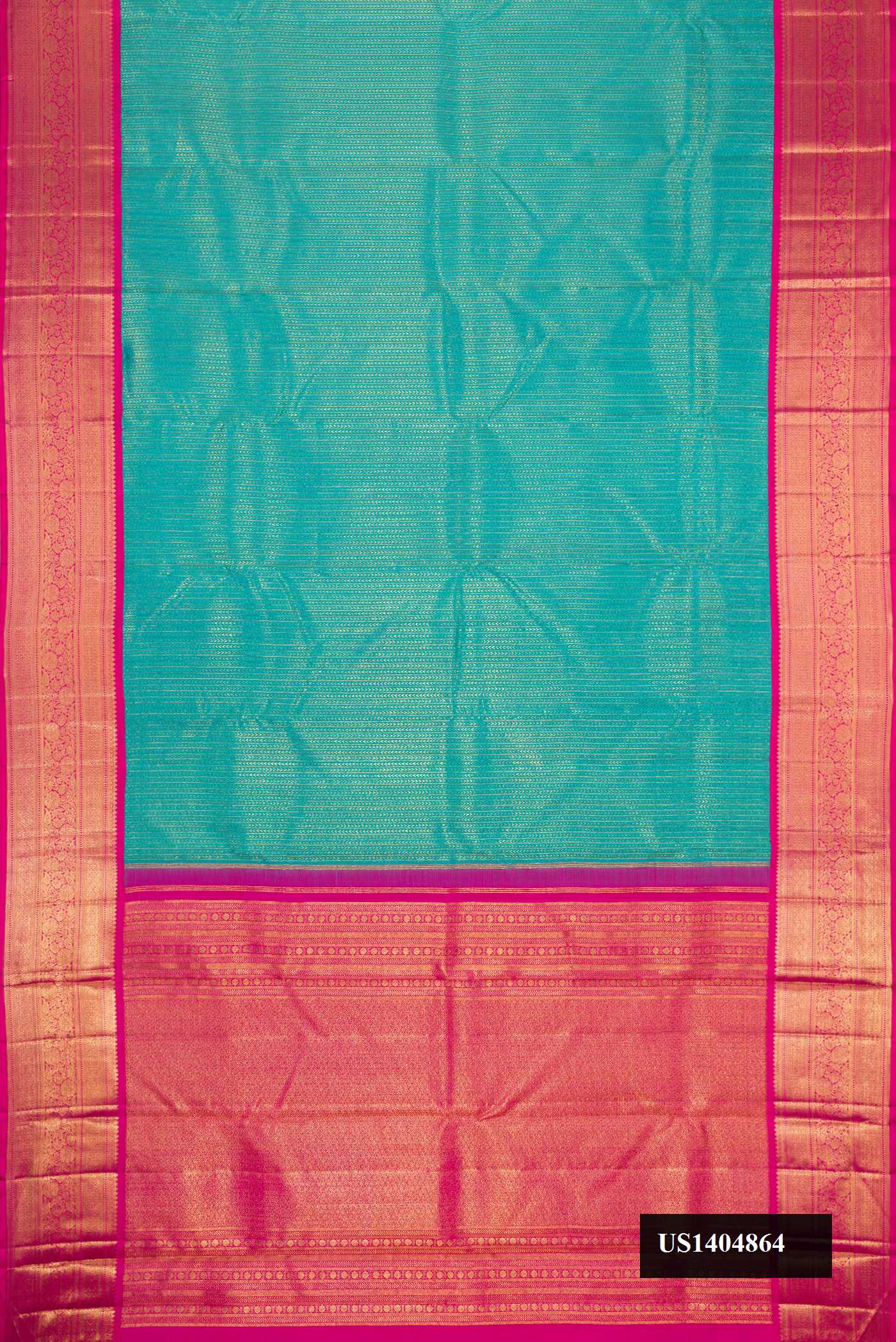 Sea Green Dual Tone Kanchipuram Silk Saree with Zari Brocade on the body and Zari Border.  displayed on a mannequin