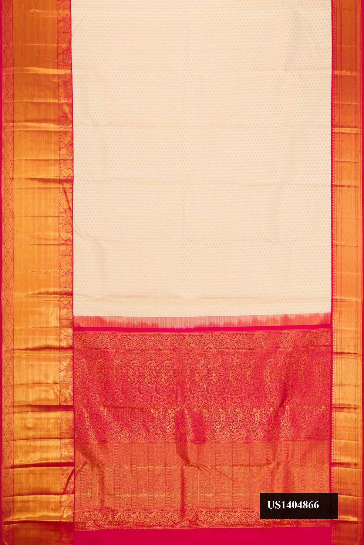 Sandal Dual Tone Kanchipuram Silk Saree with Zari Brocade on the body and Zari Border.  displayed on a mannequin