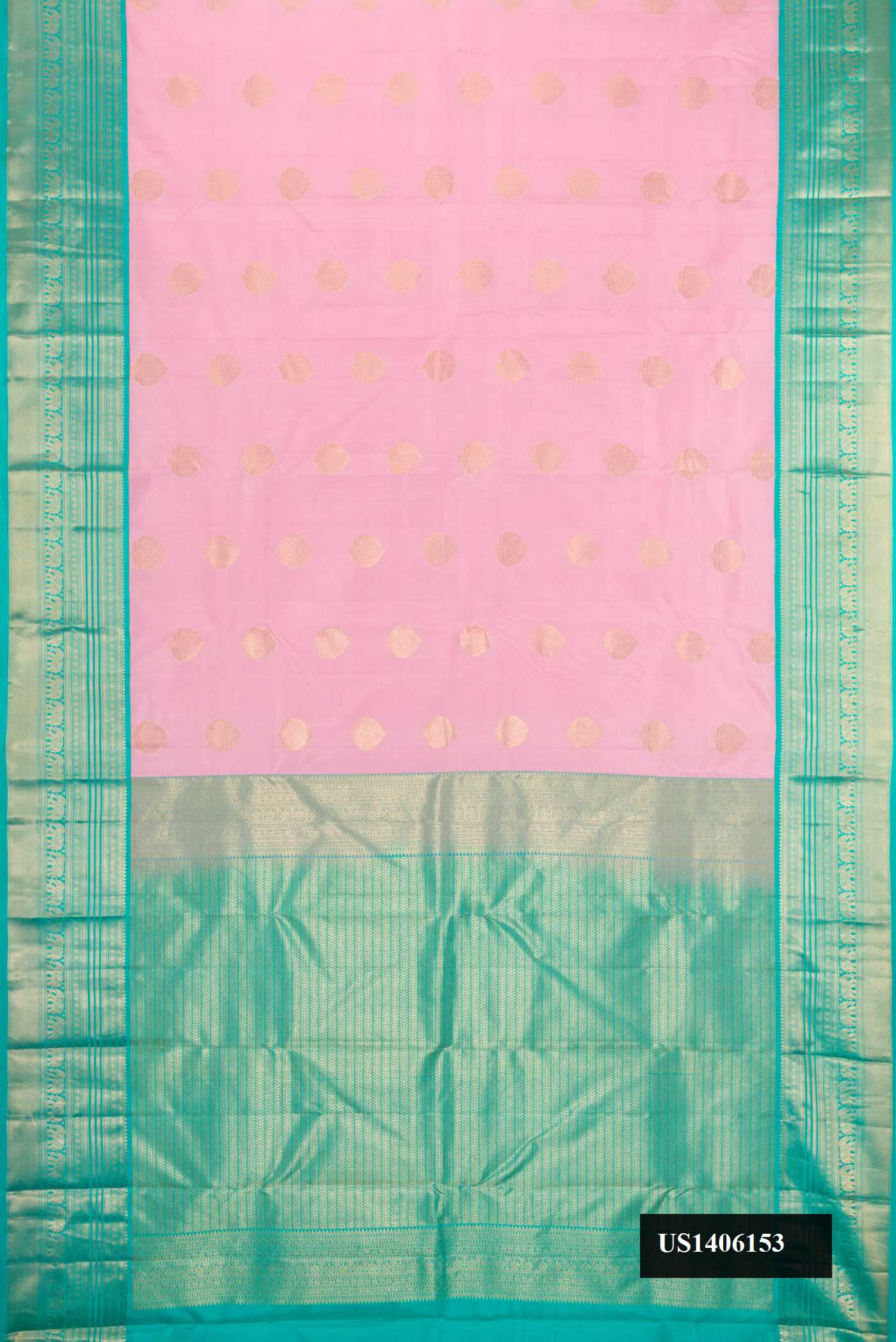 Pink Dual Tone Kanchipuram Silk Saree with Zari Butta on the body and Zari Border.  displayed on a mannequin