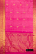 Pink Dual Tone Kanchipuram Silk Saree with Zari Butta on the body and Zari Border.  displayed on a mannequin