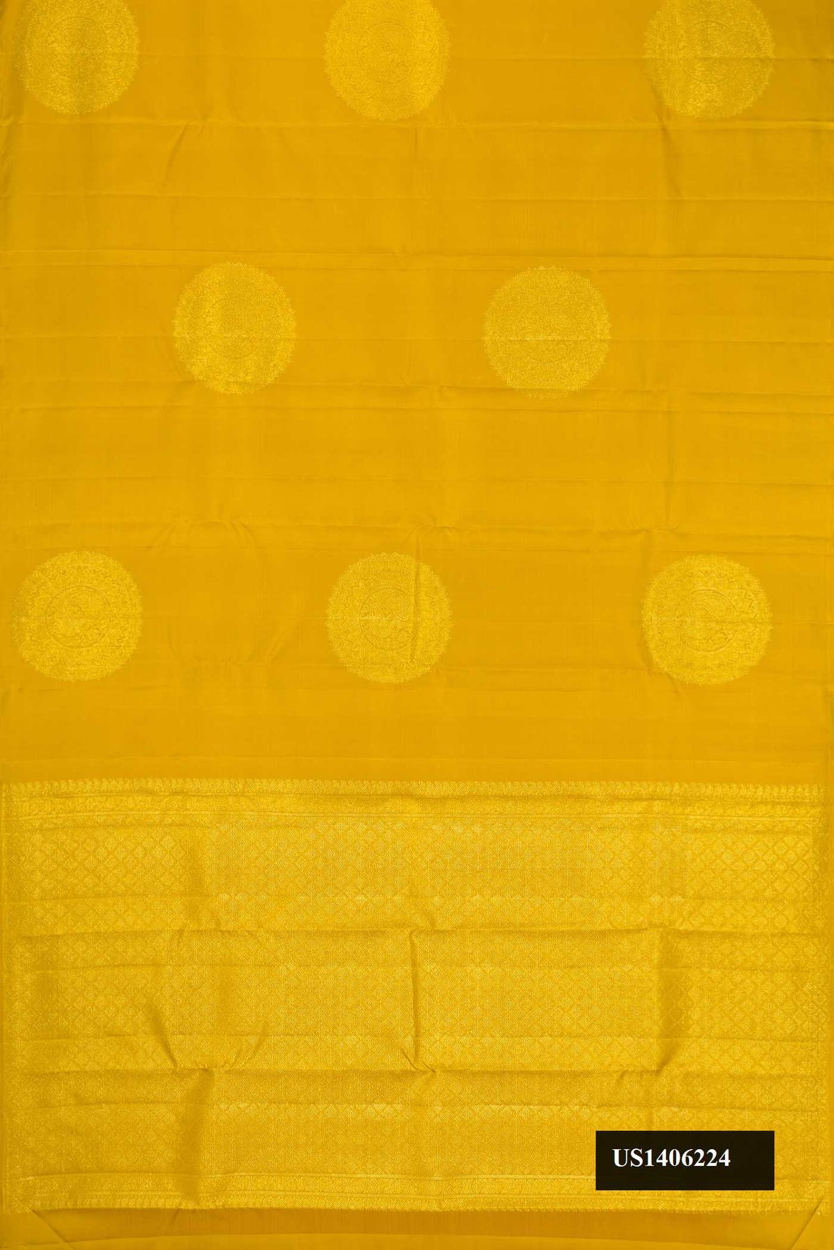 Mehandi Green Dual Tone Kanchipuram Silk Saree with Zari Butta on the body and Without Border.  displayed on a mannequin