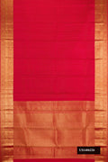 Maroon Dual Tone Kanchipuram Silk Saree with Zari Butta on the body and Zari Border.  displayed on a mannequin