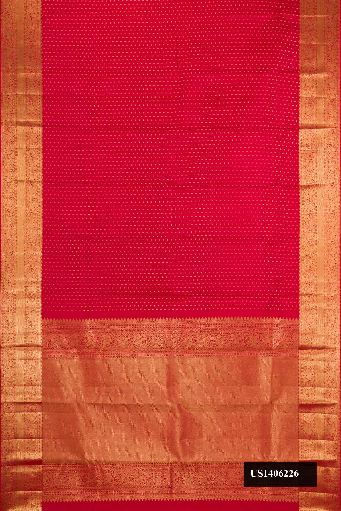 Maroon Dual Tone Kanchipuram Silk Saree with Zari Butta on the body and Zari Border.  displayed on a mannequin