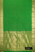 Green Dual Tone Kanchipuram Silk Saree with Zari Butta on the body and Zari Border.  displayed on a mannequin