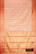 Red Dual Tone Kanchipuram Tissue Silk Saree with Zari Brocade on the body and Zari Border.  displayed on a mannequin