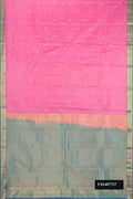 Pink Dual Tone Kanchipuram Silk Saree with Zari Butta on the body and Zari Border.  displayed on a mannequin