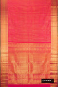 Coral Dual Tone Kanchipuram Silk Saree with Zari Brocade on the body and Zari Border.  displayed on a mannequin