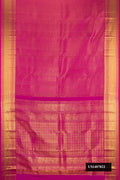 Magenta Dual Tone Kanchipuram Silk Saree with Zari Brocade on the body and Zari Border.  displayed on a mannequin