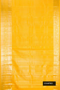 Yellow Dual Tone Kanchipuram Silk Saree with Zari Brocade on the body and Zari Border.  displayed on a mannequin